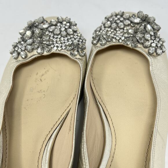 Vera Wang LAVENDER SILVER REAL LEATHER EMBELLISHMENT FLAT ROUND TOE BALLET 6.5 - Picture 8 of 12